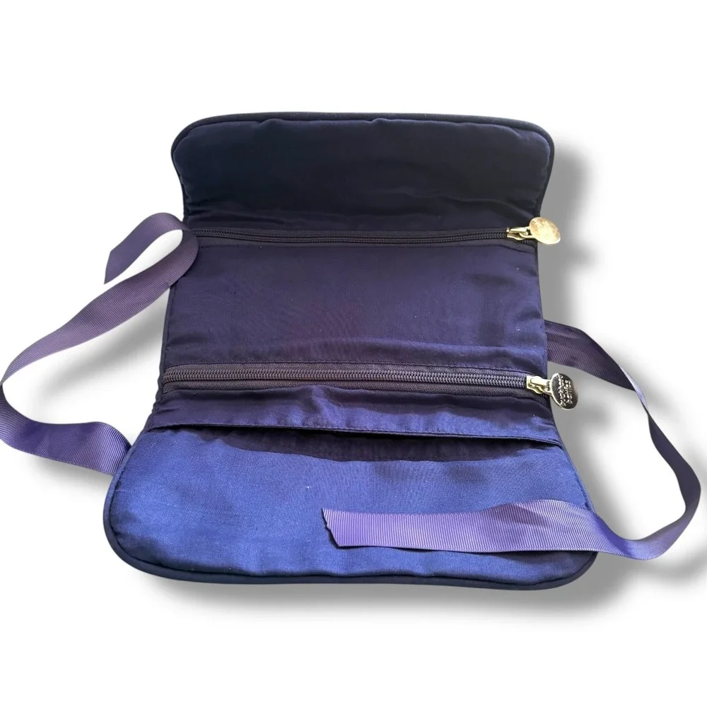 Buckhead Betties Roll Up Cosmetic Makeup Bag‎ Organizer Red Blue Print Travel